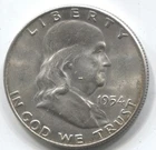 1954-D-  FRANKLIN HALF DOLLAR -90 % SILVER - LOT # 339