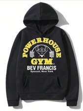 Men's Harajuku Style Funny Graphic Hoodie - POWERHOUSE Gym BEV FRANCIIS Print,