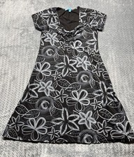Fresh Produce Dress Size S Rayon Spandex Black Gray Floral Stretch USA