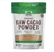 Now Foods Real Food Organic Raw Cacao Powder 12 oz 340 g Non-GMO, Organic, Raw,