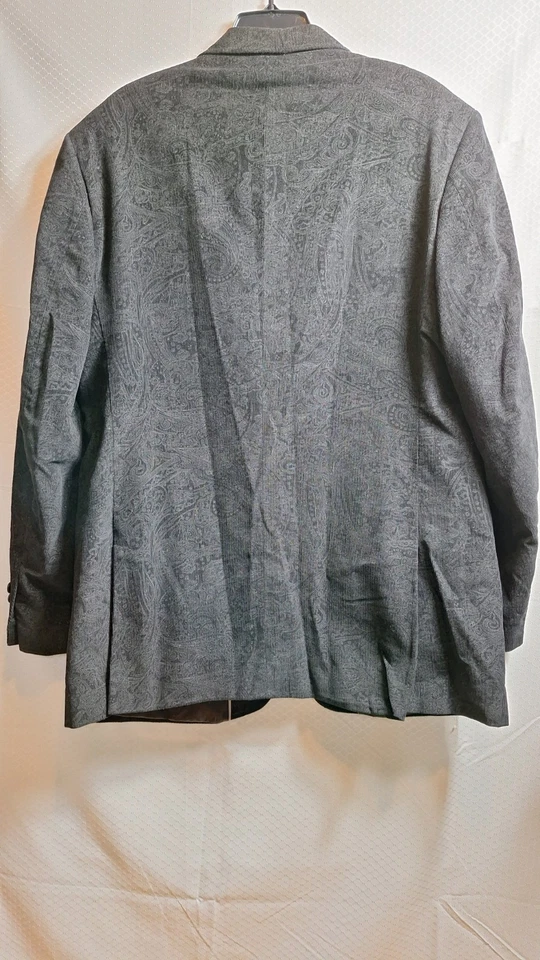 Blazer Abrigo Deportivo ADOLFO Pana Paisley Jacquard Talla 44L Negro Negocios Informal Foto 2 de 4