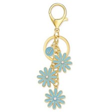 Women's Cute Initial Letter Little Daisy Flower Keychain Flower Charms Blue-j