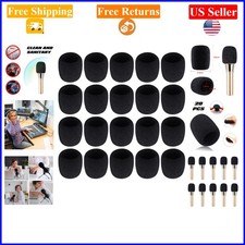 Black Microphone Foam Covers, 20 Pack - Disposable, Fits Most Handheld Mics