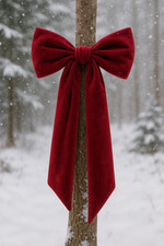 Elegant Red Velvet Bow Boho Bow for Christmas Tree Holiday Decoration Bow