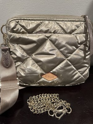 MZ  Wallace Madison Gold Metallic Crossbody w Gold Chain Bag NWOT Mint Condition