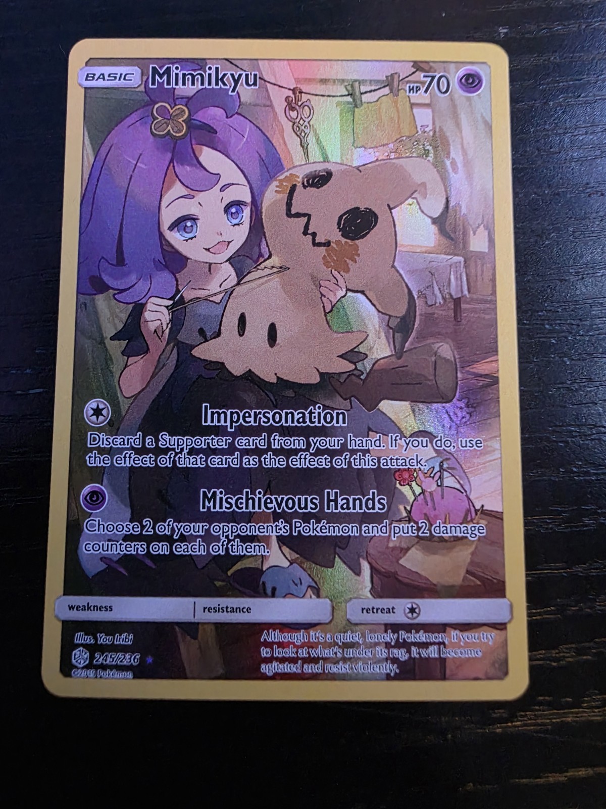 Pokémon Mimikyu Secret Rare Holo 245/236 Sm-Cosmic Eclipse English Card