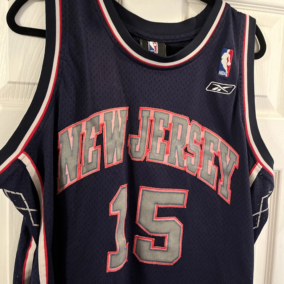 Camiseta deportiva 100 % auténtica Vince Carter vintage Reebok New Jersey Nets talla L para hombre Foto 3 de 4