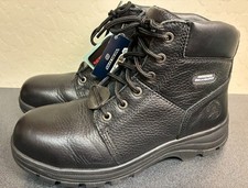 Skechers Boots Mens Steel Toe Work Safety Relaxed Fit Black Leather Size 10 