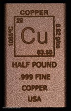1/2 Pound lb Copper Bar Rectangle Ingot Element Design