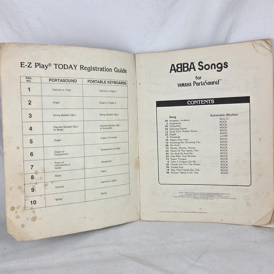 ABBA Songs For Yamaha Portasound Vintage 1981 Songbook Sheet Music 20 Songs - Image 3 of 4