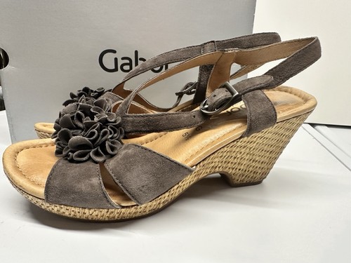 Gabor Comfort Brown Suede Wedge Heel Sandals Size 5.5 G - Picture 7 of 8