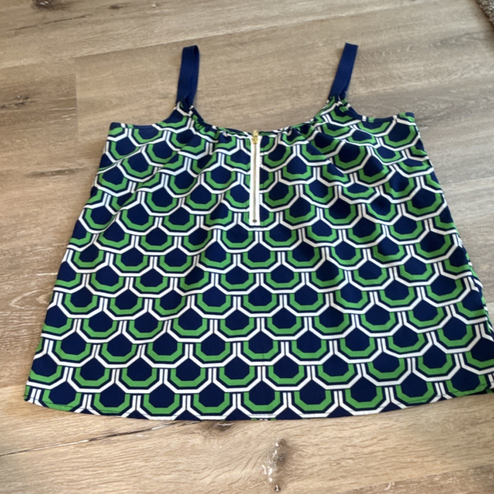 Macbeth Collection Geometric Zip Front Scoop Neck… - image 1