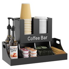 Coffee Station Organizer, Wooden Coffee Bar Organizer for Countertop, Condime...