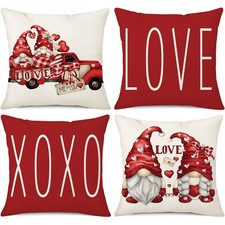Valentine's Day Pillow Covers 18x18 Set of 4 Love Heart Truck Decorations Covers