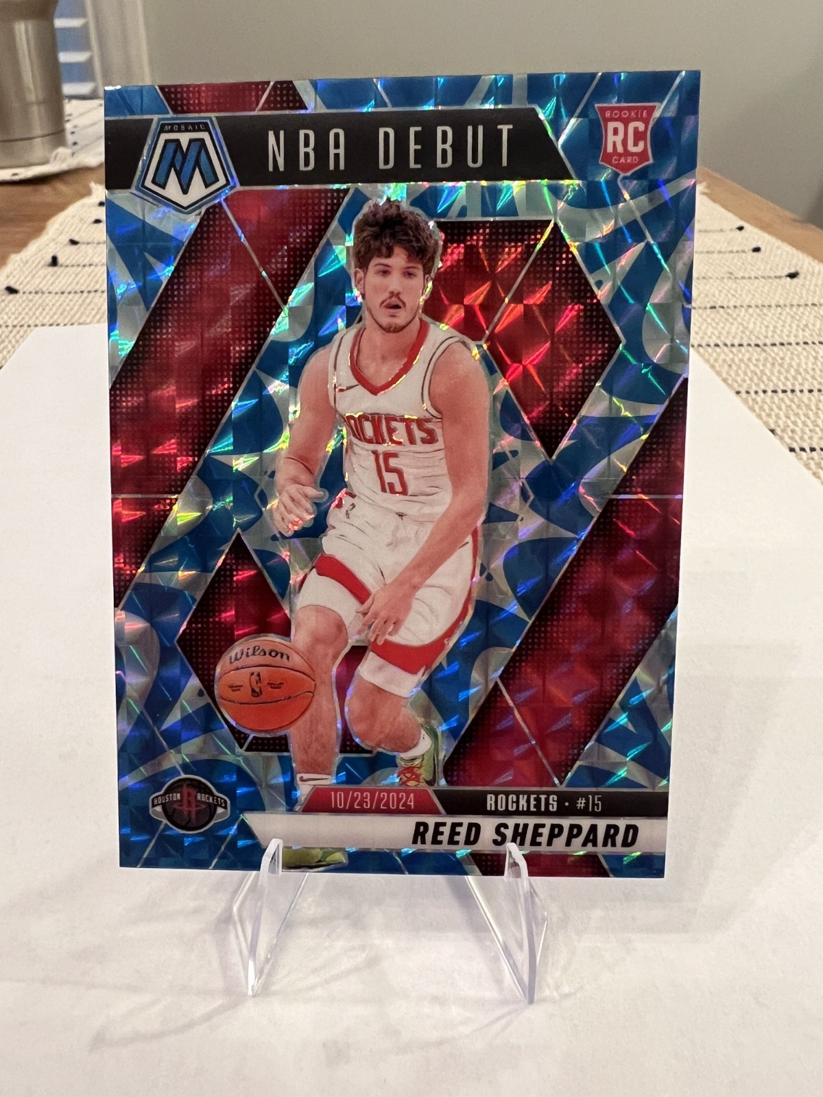 2024-25 Panini Mosaic - Reed Sheppard #252 Reactive Blue Prizm NBA Debut (RC)