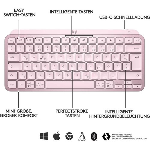 Logitech MX Keys Mini Kabellose Tastatur Bluetooth, Schweizer QWERTZ 920-010487 - Bild 7 von 8