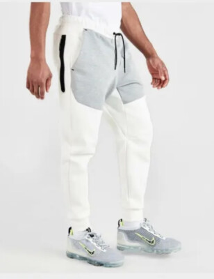 Nike Tech Fleece Joggers Pants Cuffed White Heather Grey Black CU4495-133 3XL