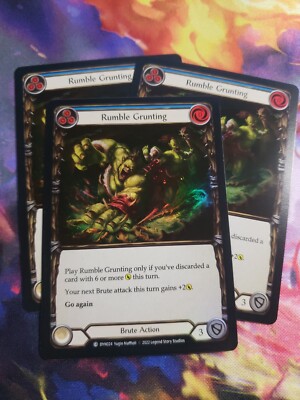 3x Rumble Grunting Blue Rainbow Foil Playset Dynasty Flesh and Blood