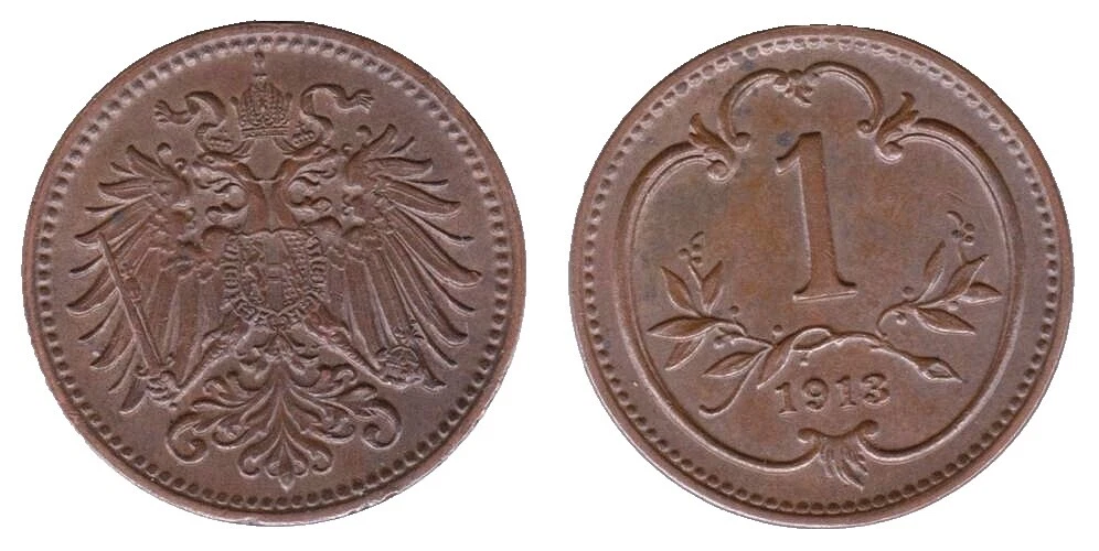 Monedas austriaco 1913 años sin certificar