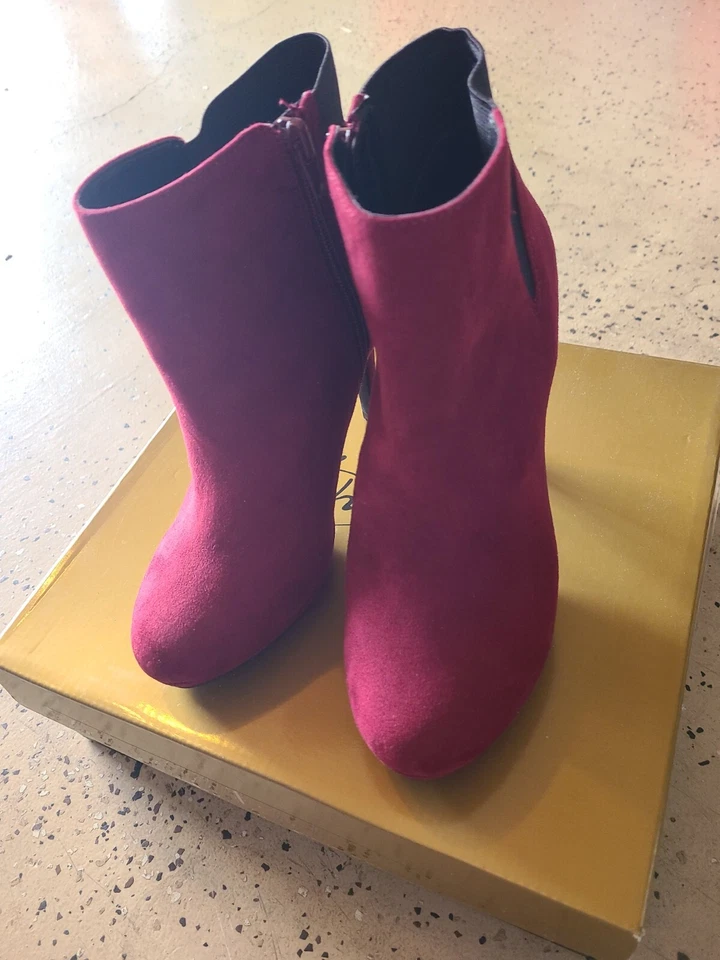 Botas de moda al tobillo Thalia Sodi para mujer Borgoña Briea punta almendra talla 7M Foto 2 de 4