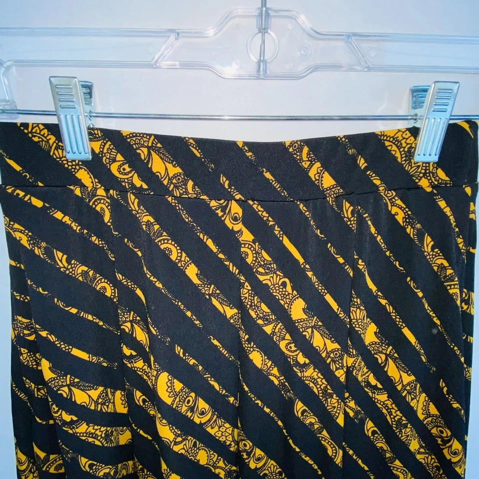 Falda midi línea A con estampado bohemio a rayas negra marrón XS de Lularoe para mujer Foto 3 de 4