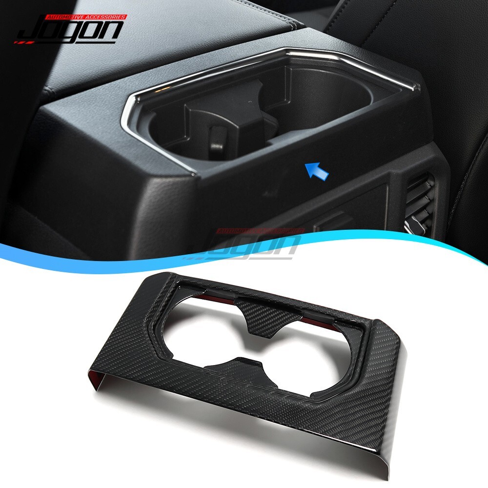 Carbon Rear Water Cup Holder Cover For Ford F150 F-150 Raptor Platinum 2015-2020 - Picture 2 of 16