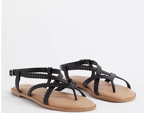 TORRID Criss Cross Faux Leather Gladiator Sandals Black Size 10.5 WW | eBay