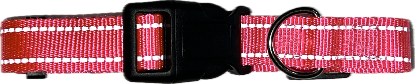 Large 1" Wide Reflective Adjustable Nylon Dog Collar - Pink