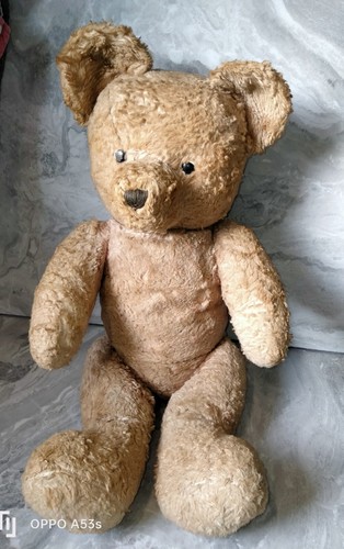 Ours En Peluche Ancien – 1925 – Rembourrage Paille De Bois – 76 Cm – France
