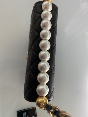Chanel Chic Pearls Flap Bag Quilted Goatskin Mini Black W