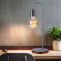 Beistellleuchte Tischlampe Schreibtischleuchte Nickel-Matt Grau Industriell E27