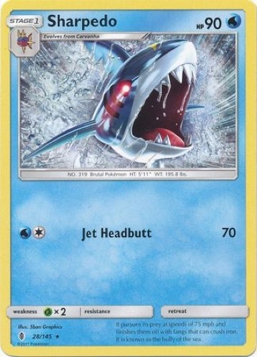 4 x Sharpedo (Guardians Rising 28/145) - Rare