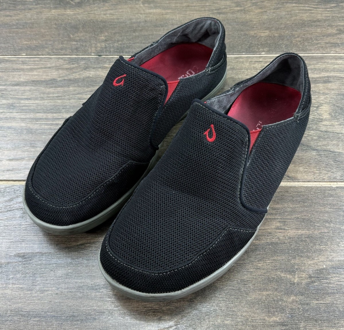 OluKai Nohea Mesh Loafers Shoes 10.5 Black Casual Slip On | eBay display picture 2