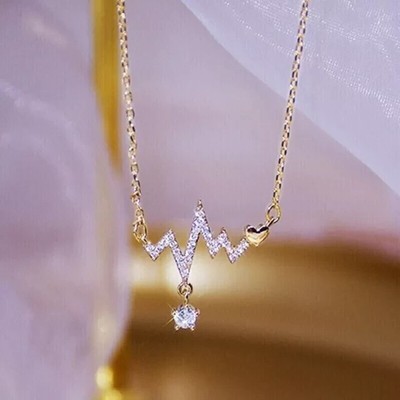 1.5Ct Round Cut Lab-Created Diamond Heartbeat Pendant in 14K Yellow Gold Plated