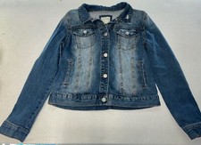 Euc Mudd Light Medium Wash Cropped Cotton Denim Blue Jean Jacket Size Large
