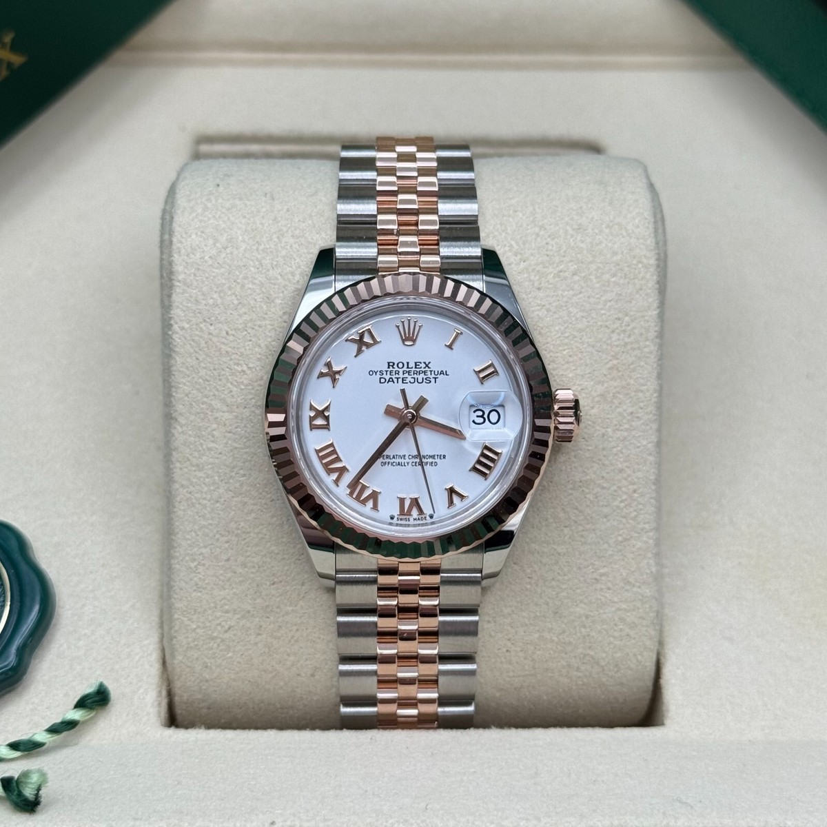 Rolex Lady-Datejust NEW 2025 White Roman Dial Two Tone Rose Gold