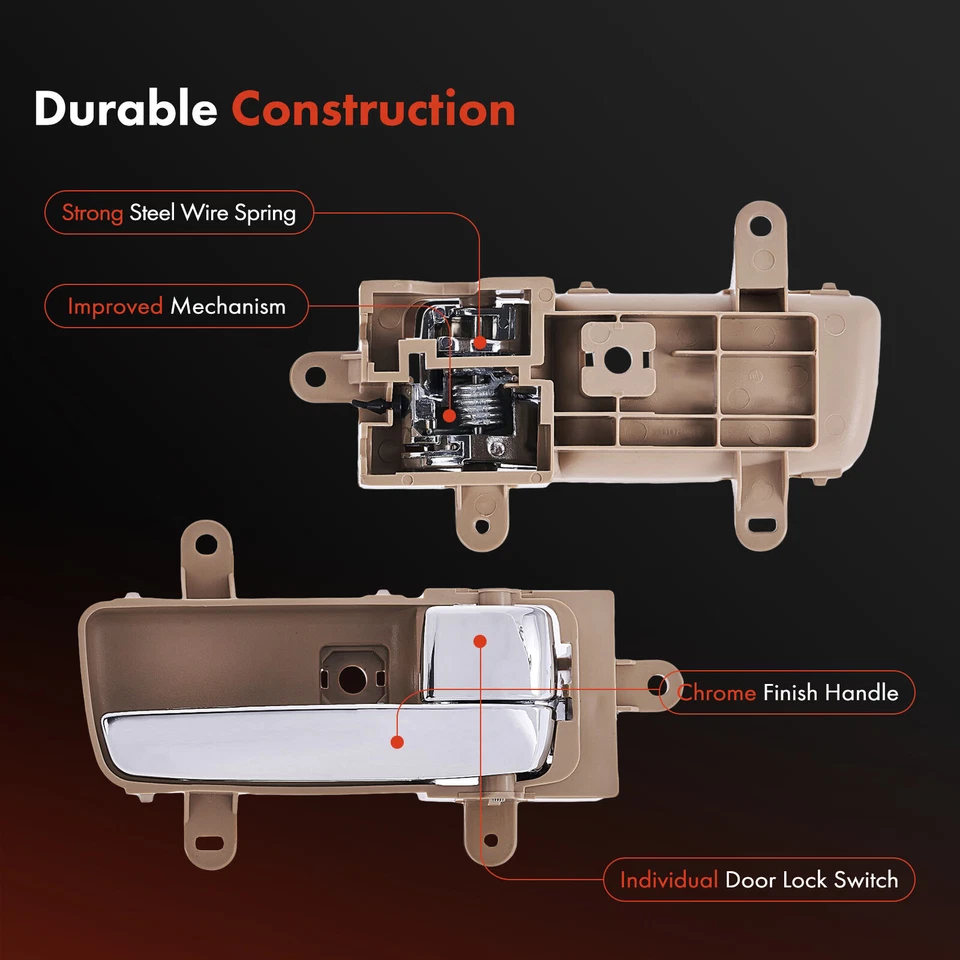 Manija de puerta interior beige y cromada para Nissan Máxima 2006-2008 lado del pasajero Foto 4 de 4