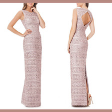NWT JS Collections [ 12 ]  Cutout Back Soutache Gown in Pink #F170