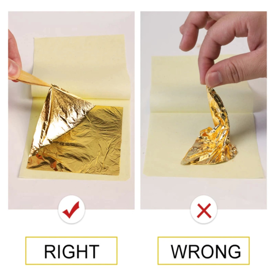 PURE SOLID 24K GOLD Leaf 10 Sheets Edible Genuine Food Gilding 99.9