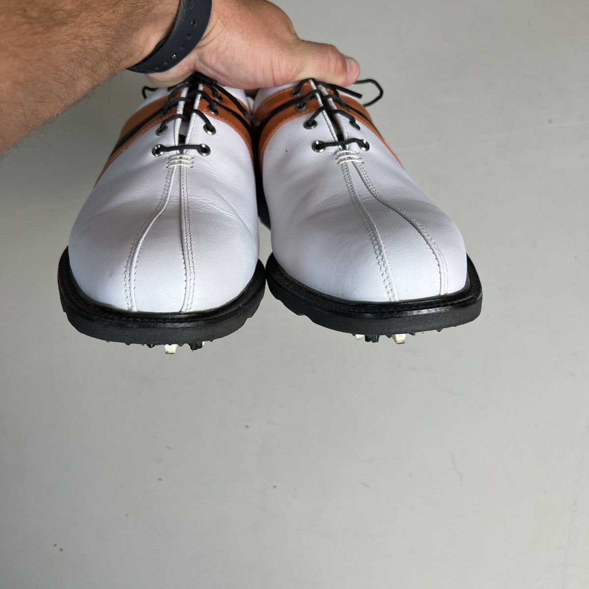 FOOTJOY- MyJoys Icon Pyramid Golf Shoes White Brown | eBay display picture 3
