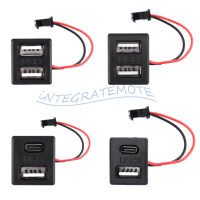 Dual USB Female Base Type-C Charging Socket Power Socket with Cable Connector
