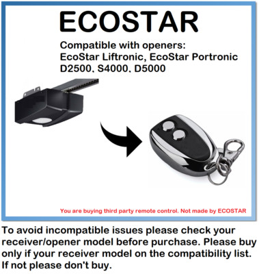 Remote control for Hörmann ECOSTAR Liftronic 500, 700, 800 Rolling code 433.92Mz