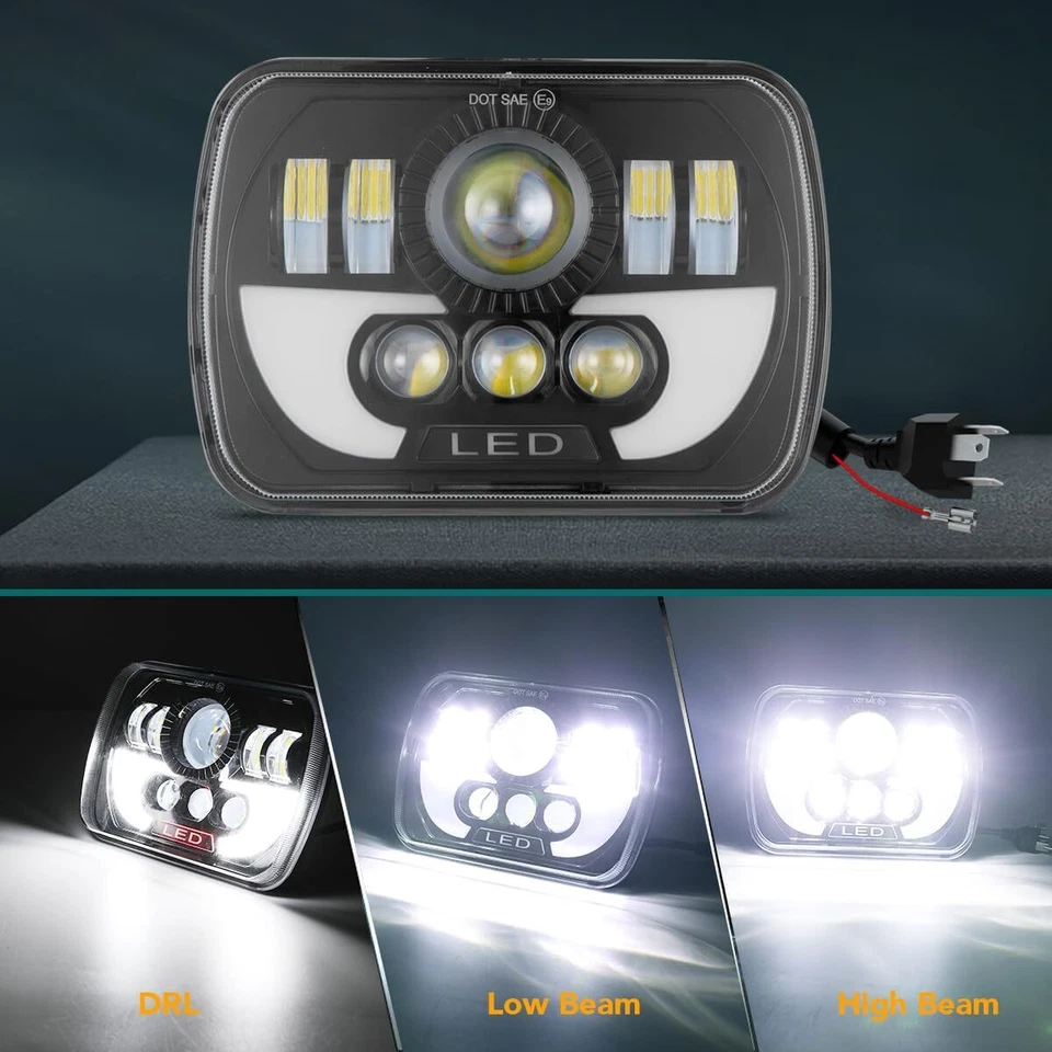 Par de faros LED de haz alto/bajo DOT 7x6 5x7 para Chevrolet Corvette 1984-1996 Foto 4 de 4