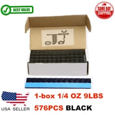 1 BOX 1/4 OZ BLACK WHEEL WEIGHTS STICK-ON ADHESIVE TAPE 9 LBS LEAD-FREE 576 PCS