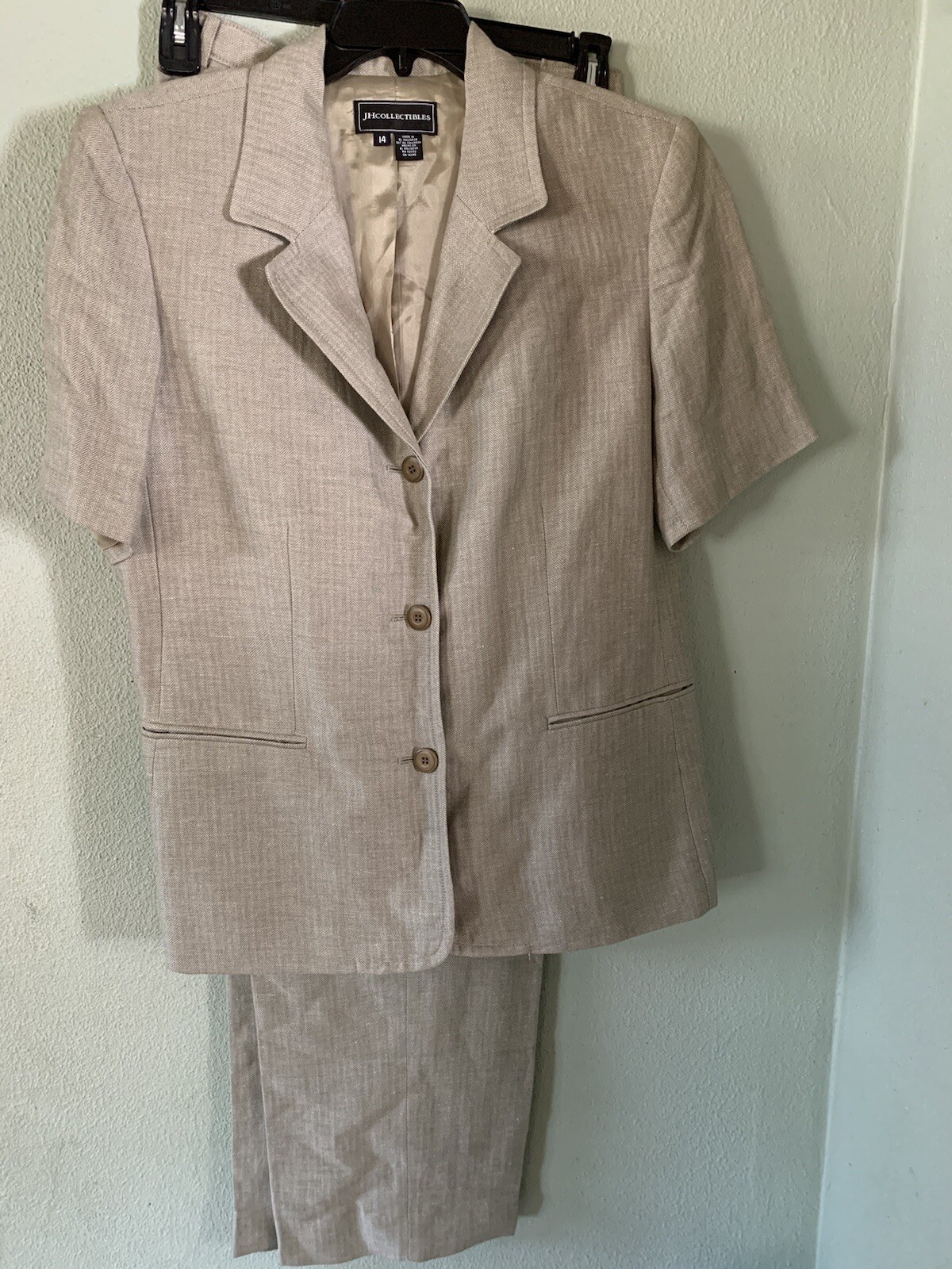 Vintage JH Collectibles Women's beige Suit with Pants Size 14 eBay