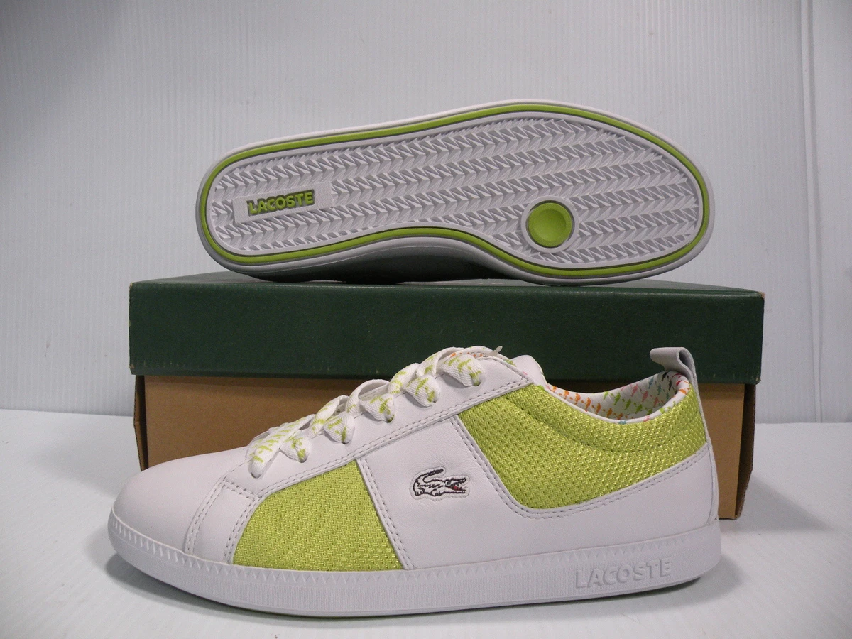 LACOSTE OBSERVE TNS ATHLETIC TRAINERS SPORTS WOMEN SHOES WHITE GREEN SIZE 8 NEW