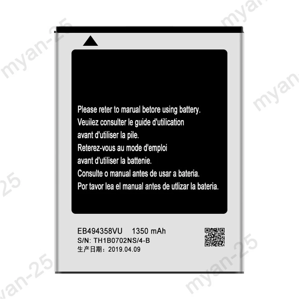 Batería de repuesto para Samsung Galaxy Ace GT-S5830 S5830I EB494358VU Foto 2 de 4