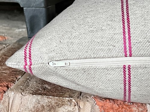 1517. Handmade Pink Galway Stripe LINEN blend Cushion Cover, Various sizes - Picture 2 of 5