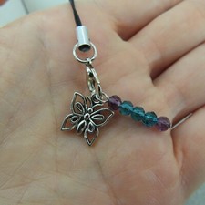 BUTTERFLY Cell Phone Charm Clip Blue Purple Crystals Nature Spring Gift New