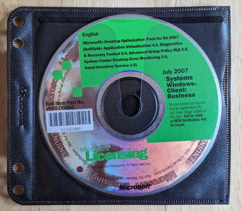 3 Discs Microsoft Licensing 2007 Systems Windows Client: Business  - Image 2 of 4